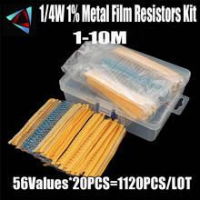 1120Pcs 0.25W 56Values 1/4W 1% 1-10M Ohm Metal Film Resistance Assorted Kit Set 2024 - buy cheap
