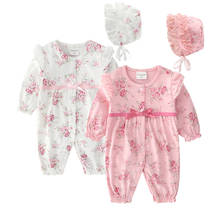 Ircomll-Pelele con estampado de encaje para bebé, conjunto de 2 unids/set, con sombreros, ropa para niña recién nacida, mono de princesa 2024 - compra barato