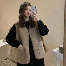Women Vest Sweater Thick 2022 Autumn Winter V-neck Wool Cardigans Loose Outerwear Vintage Sleeveless Faux Fur Sweaters Casual 2024 - buy cheap
