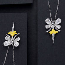 Yellow Zircon Cute Angel Butterfly Pendant Necklace Luxury Crystal Stone Necklaces For Women Vintage Silver Color Chain Necklace 2024 - buy cheap