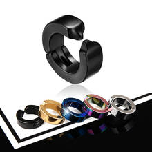 2Pcs Punk Titanium Steel Ear Clip Earrings for Men Women Black No Pierced Ear Circle New Pop Jewelry Girls Clip on Earrings 2024 - buy cheap