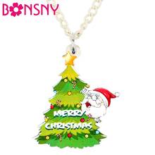 Bonsny acrílico Anime árbol de Navidad Santa Claus COLLAR COLGANTE gargantilla Festival decoraciones joyería para dama chicas nuevo regalo caliente 2024 - compra barato