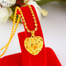 Yellow Gold GP Necklaces For Women Exquisite Heart Pendant & Necklace Collier Femme Waterwave Chain Choker Wedding Jewelry Gifts 2024 - buy cheap
