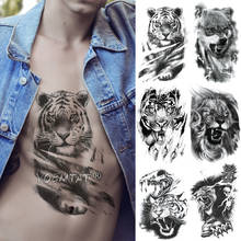 Sketch Tiger Temporary Tattoo Sticker Lion Wolf Waterproof Tatto Warrior Soldier Wings Body Art Arm Fake Tatoo Men Women 2024 - buy cheap