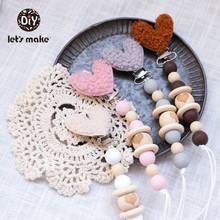 Let's Make 1PC Baby Pacifier Chain Lambswool Heart Star Nipple Holder Wood Beads Personalized Baby Teething Gift Pacifier Chain 2024 - buy cheap