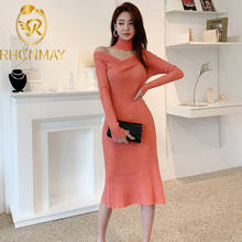 2021 New V-neck Spring Dresses Women's Knitted Pencil Dress Elegant Slim Korean Simple Bodycon Work Office Vestidos 2024 - buy cheap