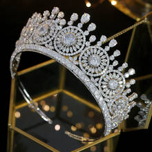 Classic new wedding hair accessories headdress elegant zirconia crystal tiara bride crown high quality jewelry luxury crown 2024 - buy cheap