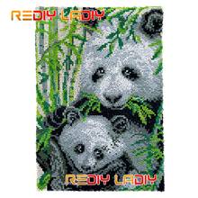 Tapete de pelúcia do panda, com trava, decoração para casa, para artes, tapete grosso de crochê, diy 2024 - compre barato