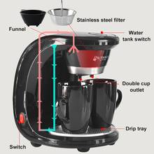 Cafetera de goteo a Vapor Eléctrica para el hogar, máquina automática de café de doble taza de doble uso, 450 V/110V, 220 W 2024 - compra barato