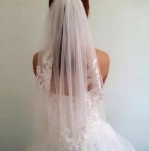 Véus de noiva elegante strass laço véu casamento véu cabelo acessório hearwear heardress para véus de casamento uma camada com pente 2024 - compre barato