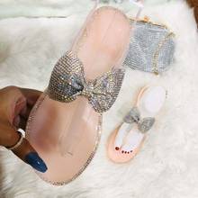 Clip Toe Women's Sandals Transparent Jelly Shoes Woman Glitter Bowtie Bling Flat Ankle Buckle Strap Ladies Beach  Flip Flops 2024 - buy cheap