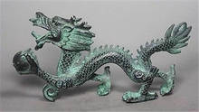 Estatua de dragón de bronce fino, Colección China folclórica antigua hecha a mano 2024 - compra barato