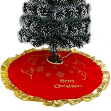 Falda con borde dorado para árbol de Navidad, decoración para el hogar, franela roja suave, diámetro de alfombra de árbol de Navidad, 90CM 2024 - compra barato