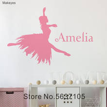 Makeyes Custom Name Ballerina Wall Stickers Dance Girls Baby Room Decor Wall Decal Personalized Names Wall Vinyl Decoration Q123 2024 - buy cheap