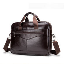 Crossten men's briefcase bag men's genuine leather laptop bag business tote for document office portable laptop shoulder bag 2024 - buy cheap