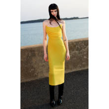 Summer New Yellow Bodycon Dress Vintage Vestios Elegant Celebrity Woman Party Dress Summer Midi Dress 2024 - buy cheap