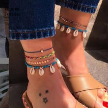 Tocona 4pcs/sets Beach Shell Summer Anklets Gold Wafer Beaded Star Barefoot Foot Chain for Women Bohemian Jewelry 8621 2024 - buy cheap