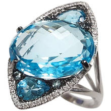 Joyería clásica de lujo de circonita azul para mujer, anillo de compromiso, boda, accesorios de Glamour para fiesta de niña, regalo para amante 2024 - compra barato