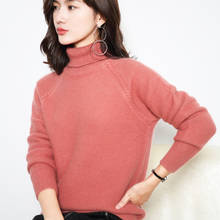 2019 high collar cashmere sweater female loose pullover sweater solid color large size wool sweater autumn and winter 2024 - buy cheap
