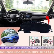 Para honda civic 10 2016-2019 fb fk fa fd traço capa esteira dashmat painel capa protetora folha tapete estilo 2024 - compre barato