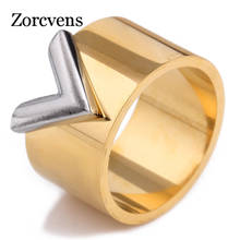 KOtik Fashion Famous Brand Women Ring Jewelry Double Color Gold Color Titanium Steel High Polished Drop Shopping 2024 - buy cheap
