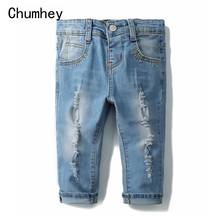 Chumhey-pantalones vaqueros de alta calidad para niños y niñas, ropa con agujeros rotos, 0-8T, Primavera 2024 - compra barato
