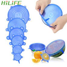 HILIFE Sealed Silicone Lids Cover 6/12pcs Stretch Reusable Food Wrap Keeping Fresh Pan Bowl Pot Lid Cooking Kitchen Accessories 2024 - buy cheap