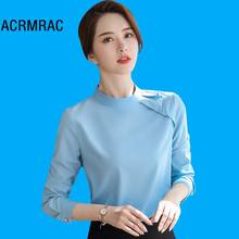 Camisa ajustada de manga larga para mujer, blusas formales de color sólido para otoño, Q6153 2024 - compra barato