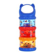 Car Print Travel 3 Layer Baby Milk Powder Dispenser Non-Spill Storage Container for Kids Food Formula Milk Storage