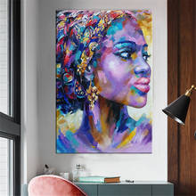 Pintura a óleo sobre tela de impressão feminina, arte tradicional africana, posteres e impressões, imagem de parede para sala, decoração de casa 2024 - compre barato