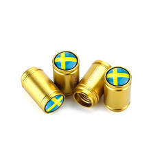 Противоугонные колпачки для клапанов автомобильных колес, Шведский флаг, значок, пылезащитный колпачок для стержня воздушного клапана шины для Lexus, аксессуары для стайлинга, колпачки 2024 - купить недорого