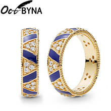 Octbyna moda ouro geométrico senhoras anel de alta qualidade cristal noivado casamento marca anel para jóias femininas dropshipping 2024 - compre barato