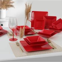 Матовая красная обеденная посуда Siera из 18 предметов, обеденные тарелки, посуда, блюдо, Сервировочная тарелка, тарелки для штамповки, прямоугольная тарелка 2024 - купить недорого