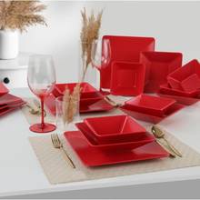 Matte Red Siera 18-Piece Dinnerware Dinner Plates Tableware Platter Serving Plate Meals Stamping Plates Rectangular Dish 2024 - buy cheap