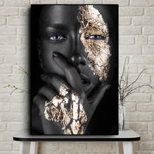 African Art Black and Gold Woman Oil Painting on Canvas Cuadros Posters and Prints Scandinavian Wall Art Picture for Living Room 2024 - купить недорого