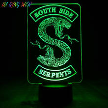 Serie de TV Riverdale South Side Serpents, Logo de serpiente, luz Led de noche, decoración de dormitorio, amigo, regalo de cumpleaños, lámpara de mesa, luces nocturnas 2024 - compra barato
