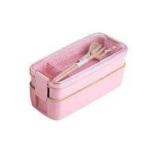 2020 New 750ml 2 Layers Lunch Box Bento Food Container Eco-Friendly Wheat Straw Material Microwavable Dinnerware Lunchbox 2024 - buy cheap