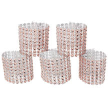 10pcs Rose Gold Silver Napkin Ring Chairs Buckles Wedding Event Decoration Crafts Rhinestone Bows Holder Handmade Party Supplies 2024 - buy cheap