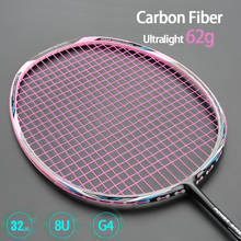 Raqueta de bádminton superligera de fibra de carbono 8U 62g G4, raqueta profesional enhebrada, 4 colores, con cuerda y bolsas, pádel 2024 - compra barato