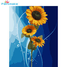 Paintmake flowers DIY Painting By Numbers  Drawing Kits sunflower Oil Painting On Canvas For Home decor Art Picture gift 2024 - buy cheap