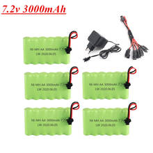 Bateria recarregável ni-mh para rc, 7.2v, 3000mah, conjunto com carregador de bateria recarregável, para brinquedos, barcos, armas, caminhão, aa, 2800mah, 7.2v 2024 - compre barato