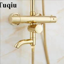 Vidric torneira do chuveiro termostática torneira do chuveiro conjunto de ouro do banheiro chuvas chuveiro com mixer wall mounted bath & shower 2024 - compre barato