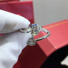 Geoki 925 prata esterlina passou teste de diamante 1 ct corte perfeito d cor vvs1 coração moissanit cupido seta anel luxo jóias 2024 - compre barato