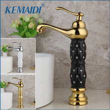 KEMAIDI 6 Choice Golden Plated Bathroom Basin High Short Diamond Polish Faucet Deck Mounted 1 Handle Sink Faucets Mixer Tap 2024 - buy cheap