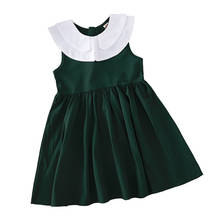 Vestido de verano para niños y niñas, ropa de algodón sin mangas, Color verde sólido 2024 - compra barato