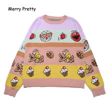 MERRY PRETTY Women's Cartoon Embroidery Funny Knitted Sweaters 2020 Winter Thick Warm Harajuku Jacquard Sweater Knit Pullovers 2024 - buy cheap