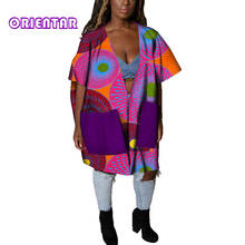 Ropa africana para mujeres, vestido Dashiki con cuello de pico profundo, informal, estampado africano, algodón, suelto, Sexy, Bazin Riche, África, WY4803 2024 - compra barato