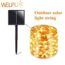 Solar String Fairy Lights 12m 100LED / 5M 50 LED  Waterproof Outdoor Garland Solar Power Lamp Christmas For Garden Decoration 2024 - купить недорого