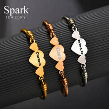 Spark Personalized Stainless Steel Love Heart Bangles Custom Engraved Name Date Charm Bracelets For Women Girls Birthday Gift 2024 - buy cheap