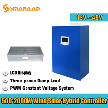 Controlador híbrido Solar eólico, 500W, 1000W, 2000W, 12V, 24V, 48V con sistema PWM y turbina eólica de carga de tres phaseDump, uso de Panel Solar 2024 - compra barato